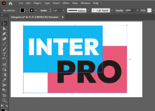 Overprint가 설정된 INTER PRO 작업 화면